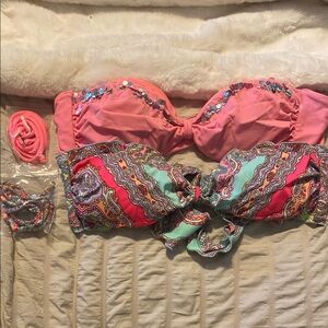 Colorful Sequin Bandeau Bikini tops with straps